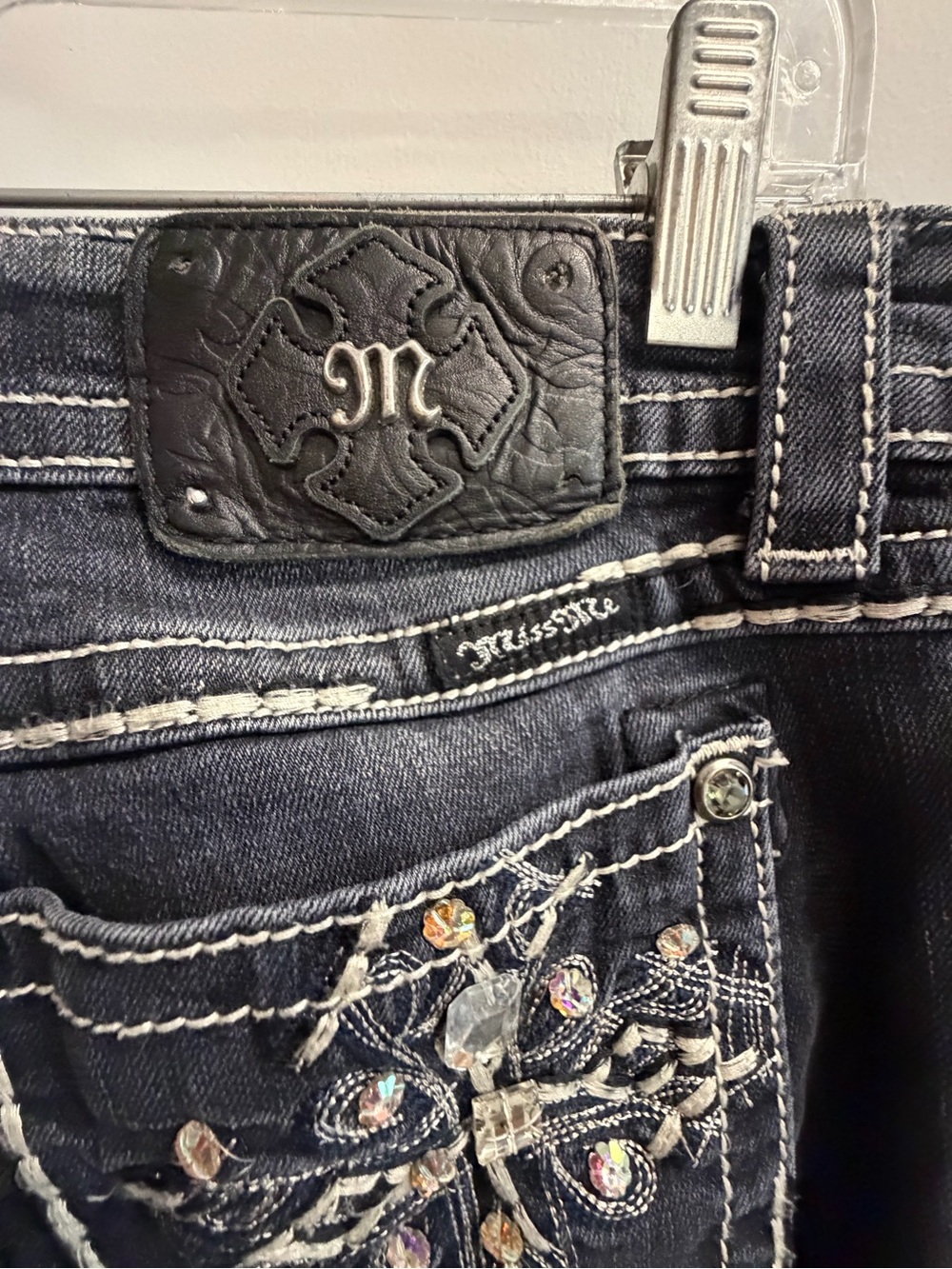 Miss Me Black Boot Cut Jeans with Embellished Back Pockets size 31